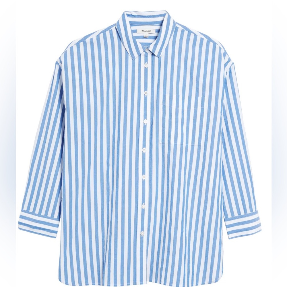 Madewell Blue and White Striped Casual Shirt
